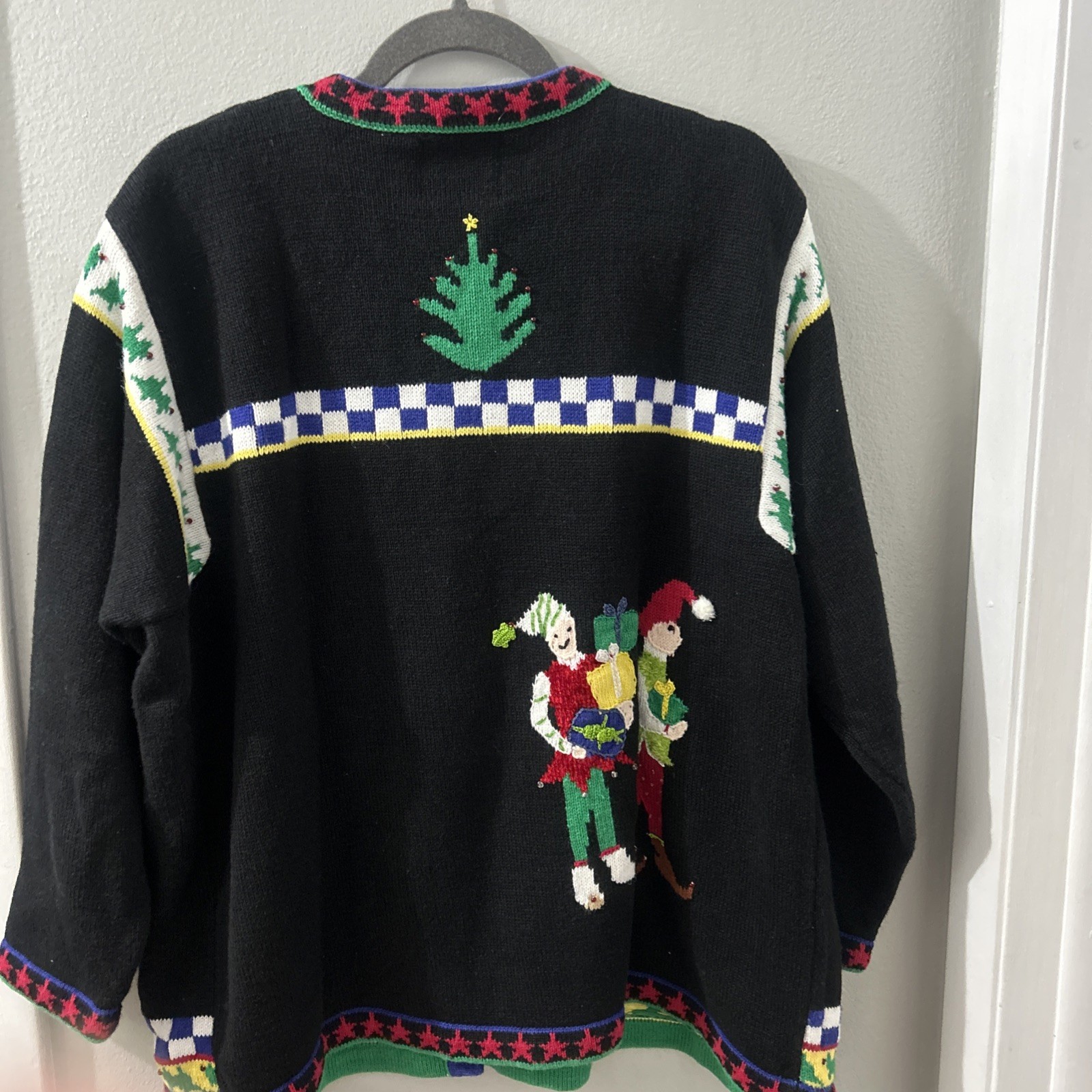 Storybook Knits 3X Ladies Christmas Cardigan “Elf Parade”Detailed Buttons Rare image 5