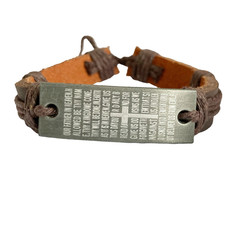 Vintage The Lords Prayer Leather Bracelet Mens Womens Adjustable Rope Catholic