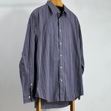 Robert Graham Mens Long Sleeve Purple Gray Striped Flip Cuff Dress Shirt Size XL