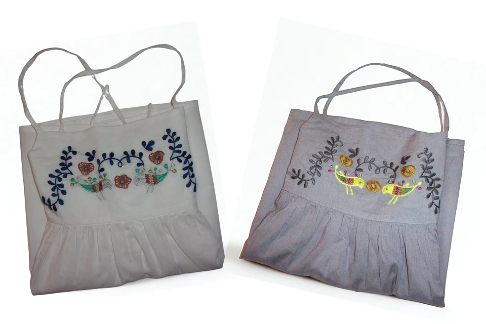 Bonpoint Girls Embroidered Cotton Sundress 8Y White Gray Bird Floral Dress - Image 2 of 2