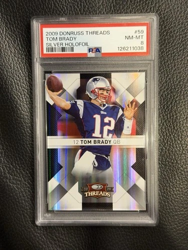 2009 Donruss Threads #59 Tom Brady Silver Holofoil # /250 PSA 8 Pop 2 Patriots