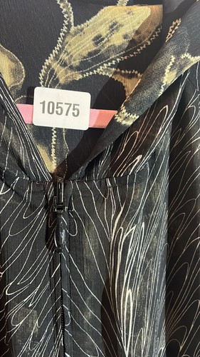 CHICO'S Oversized Jacket Gold Thread Leaf Windbreaker Full Zip Hooded Sz 2 (M) - Picture 4 of 7