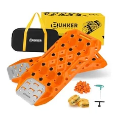Pair of Orange Offroad Traction Boards with Jack Base - Portable Recovery Track