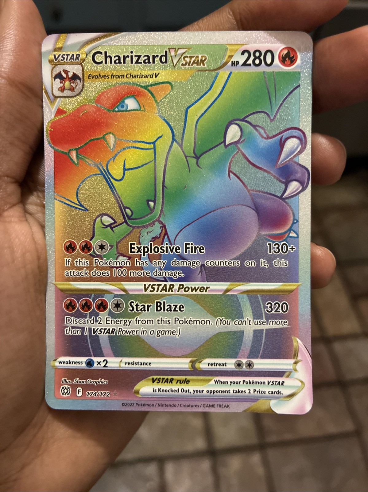 Pokemon Brilliant Stars Charizard VSTAR Rainbow Secret Rare Card 174/172 PSA 10