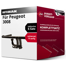 Für 3008 I 0U (Auto Hak) Anhängerkupplung abnehmbar + E-Satz 13pol universell