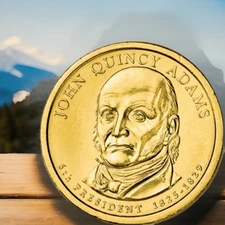 2008-D John Q Adams Presidential $1 Dollar Golden Coin US Mint FREE SHIPPING