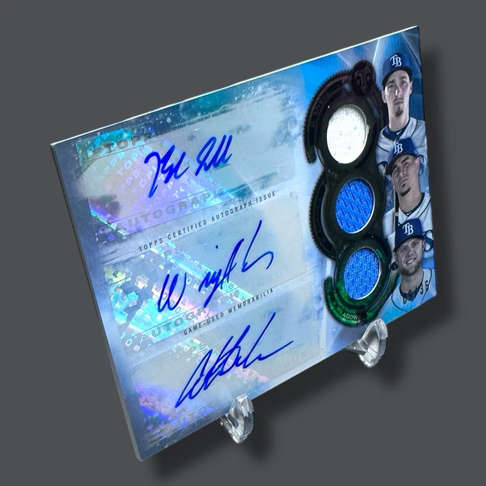 2019 Topps Triple Threads Blake Snell Wiley Adames Austin Meadows relíquia autografada /36 - Imagem 2 de 4