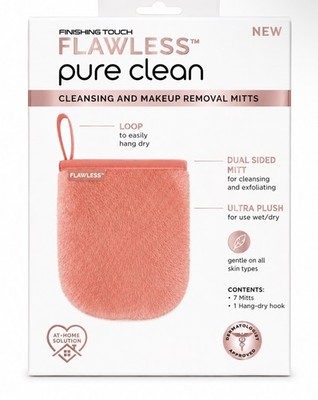 Finishing Touch Flawless Facial Mitt Pure Clean 7-Day Makeup Remover Set - Pink