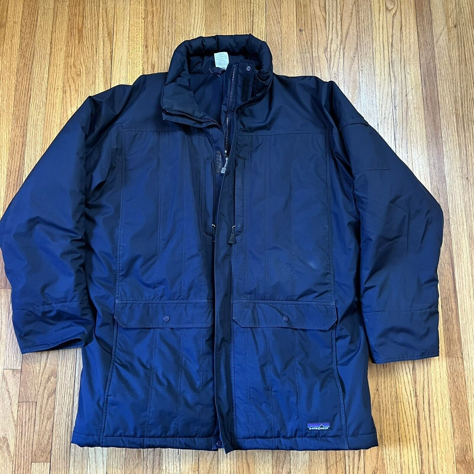 Patagonia Coat Mens Large Straight Out Parka Navy Blue Thick Puffy Jacket Coat