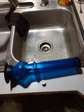 Clear Blue PVC bong Alluminum Screw Off Bowl With Stem Black Cylicone Mouth top 