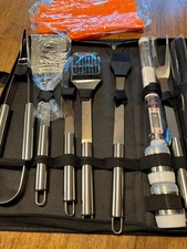 28PCS Stainless Steel BBQ Grill Tools Set with Storage Bag – Portable BBQ Access