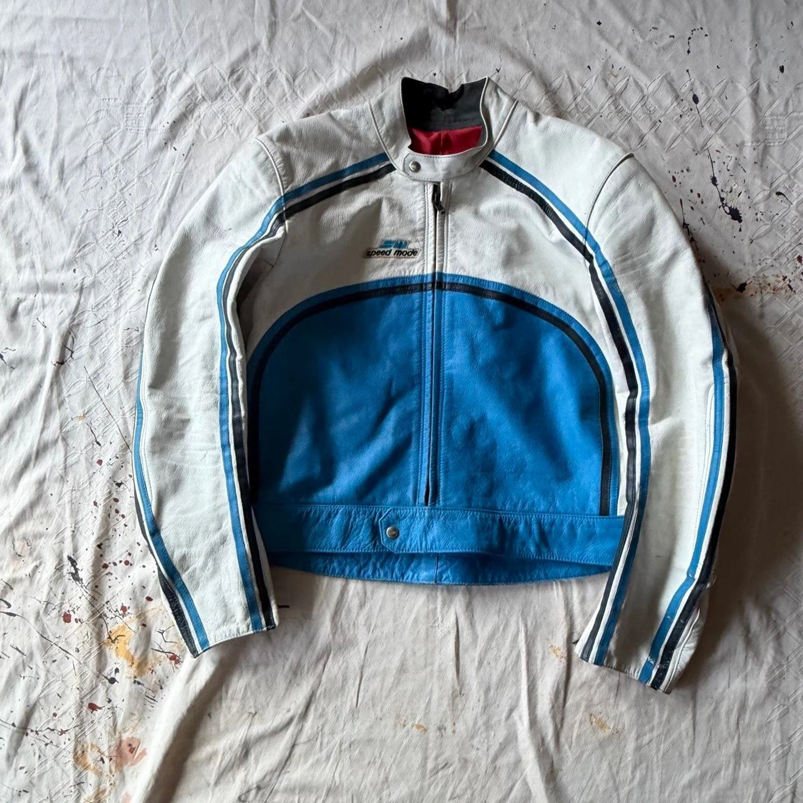 Vintage Speed Mode Cafe Racer Motorcycle Jacket & Pants Size S - product detail image 1