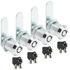 4 Pack Tubular Cam Lock 3/4 Inch Cabinet Cam Lock Set for Tool Box, File Cabi...