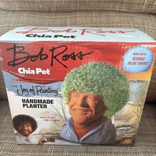 Chia Pet Bob Ross w/ Iconic Blue Shirt - NEW IN BOX