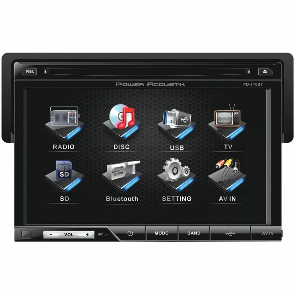 Power Acoustik PD-710B 7" LCD Single-DIN Bluetooth Hands Free Car Stereo NEW - Image 2 of 4