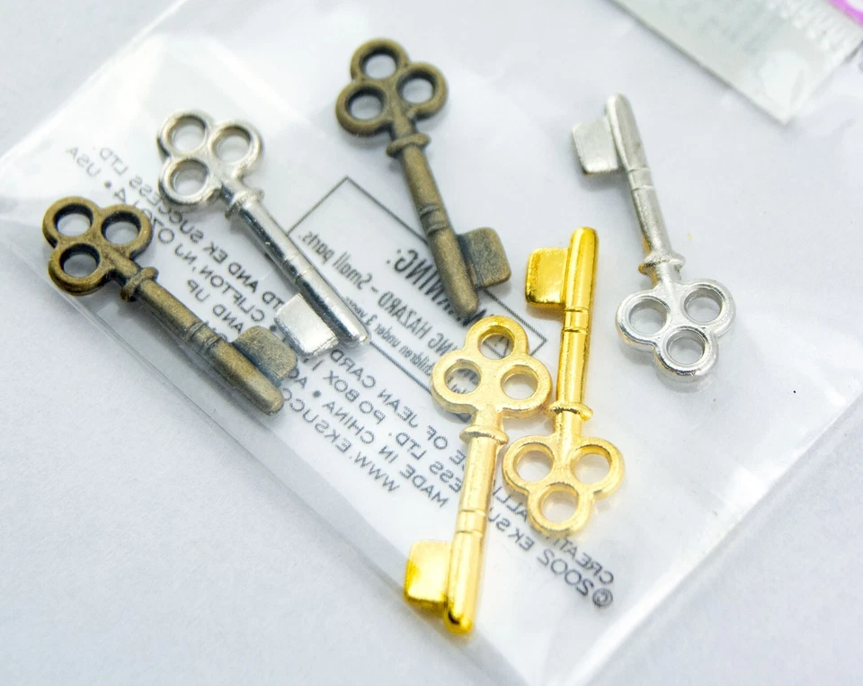 Jolee's by You Boutique Keys 金属装饰 金色 银色 青铜色 — 第 2/3 张图片