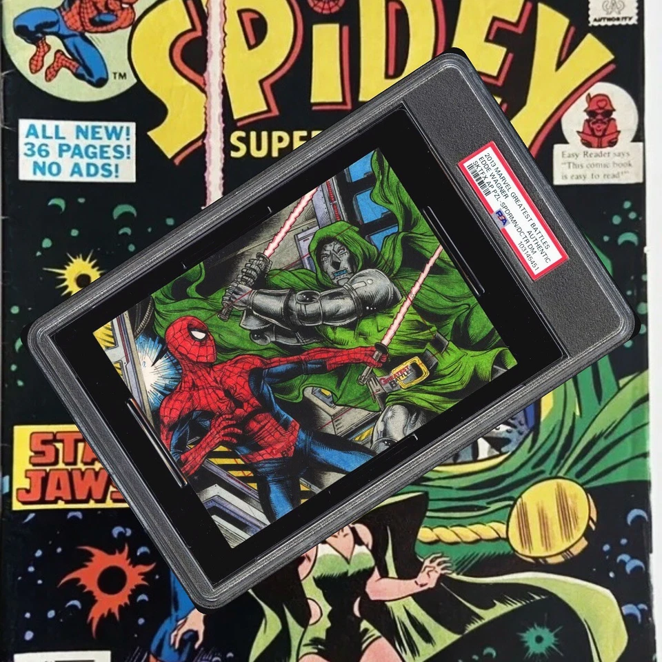 Spider-Man vs Dr Doom 2013 Marvel Greatest Battle Light Saber 1/1 PSA Sketch 5x7 - Image 4 of 4