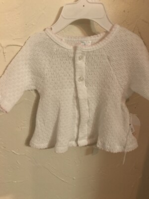 Paty Girls Newborn White Sweater With Pink Trim 