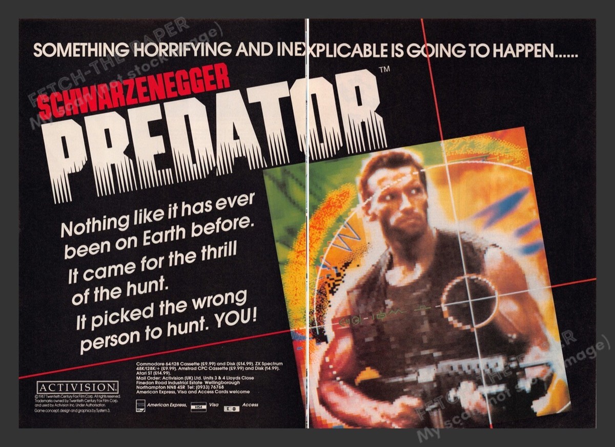 MAAOR Ⅳ Predator Arnold Schwarzenegger Video Game Print Ad (2 pages) 1988