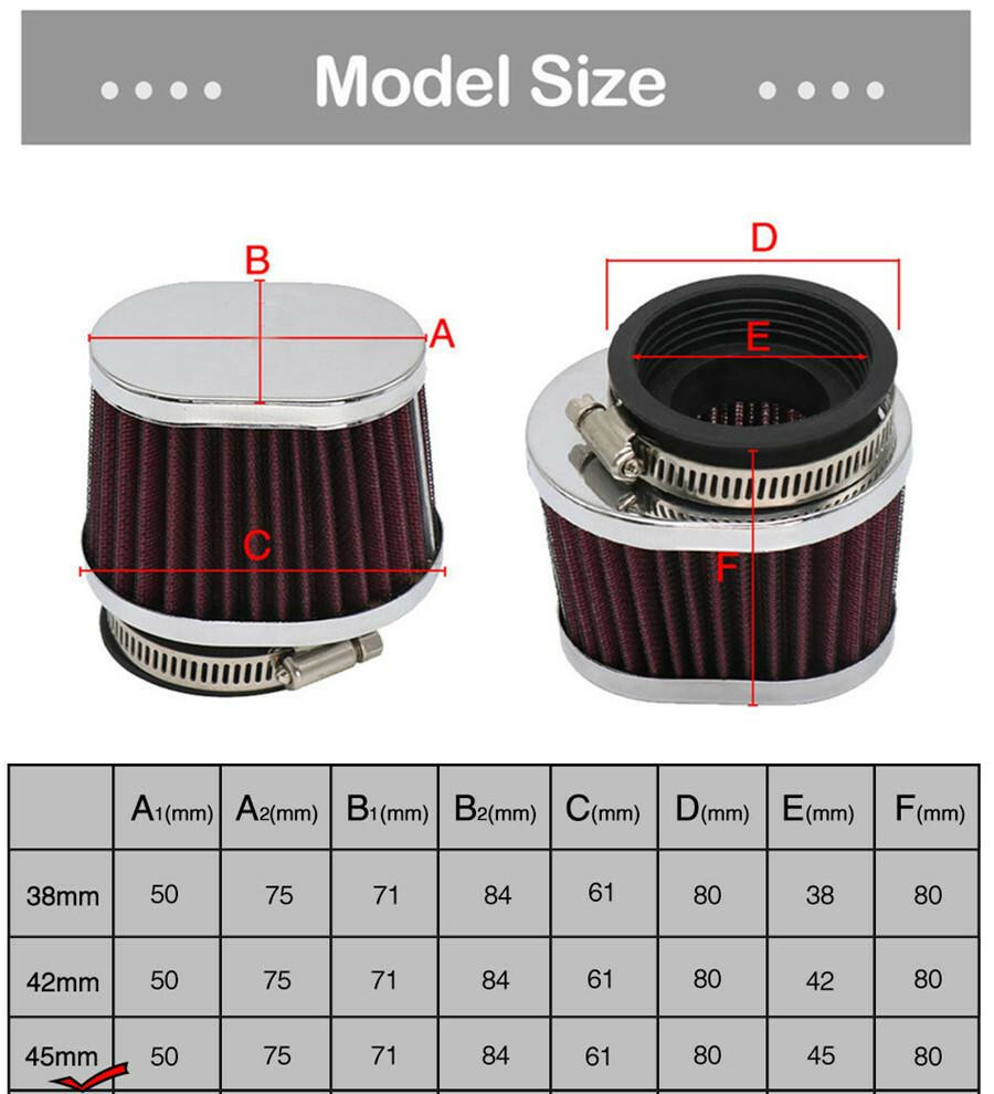 2PCS 45mm Motorcycle Scooter ATV Engine Intake High Flow Air