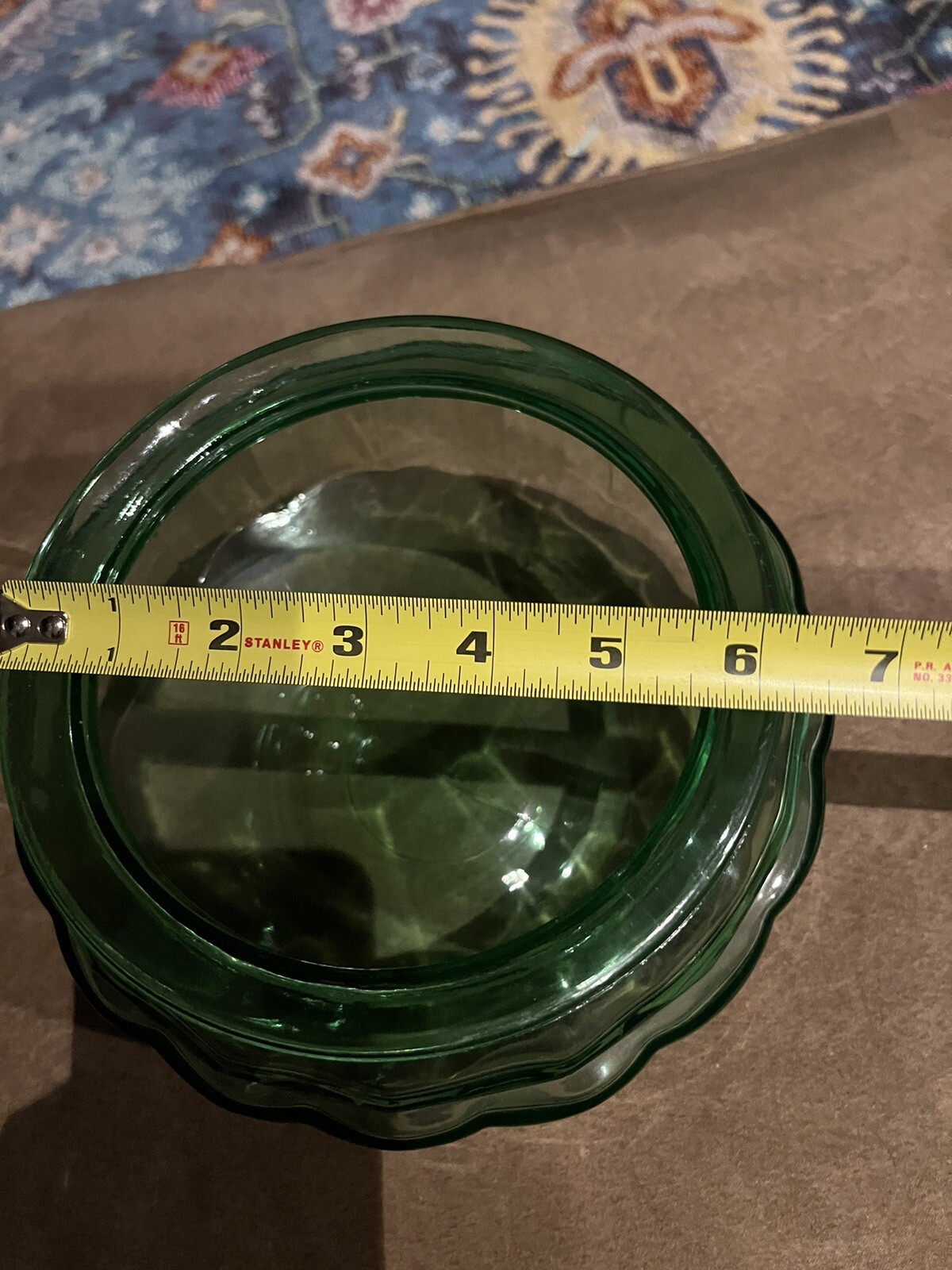 Uranium Vaseline Glass Fish Bowl Large Vaseline Depression Glass Green