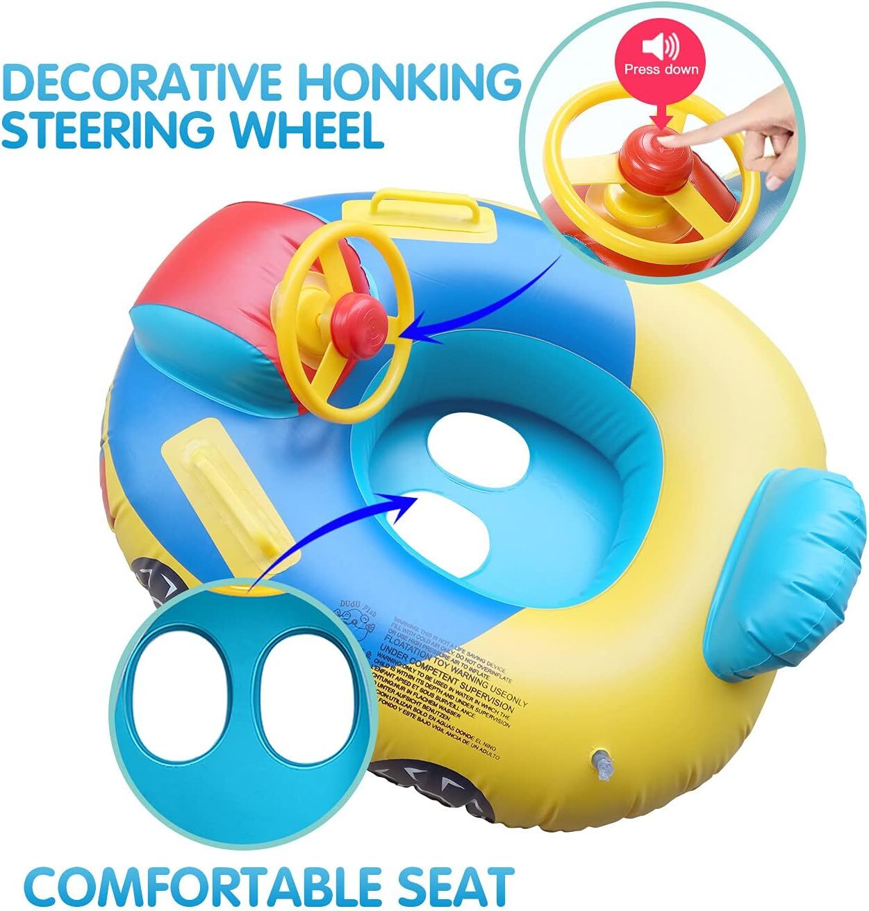 Inflatable Car Baby Swimming Ring Toddler Pool Float Seat Boat Kids Toy