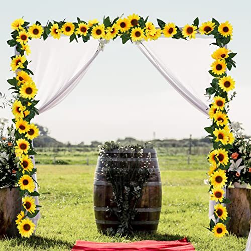 3er Pack Künstliche Sonnenblumengirlande, 7,5 Fuß/Strang Seide Sonnenblumen Hängend Groß - Bild 5 von 7