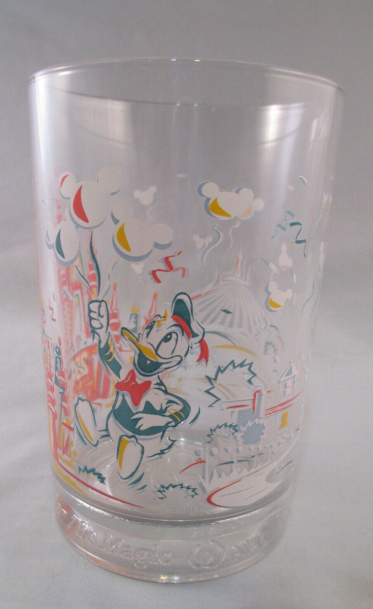 Vintage Disney: Set of 4 Mcdonalds Walt Disney World 25th Anniversary  Glasses, Mickey, Donald Duck, Goofy, Beauty and the Beast 1996, 1990s 