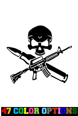 Vinyl Decal Truck Car Sticker Laptop - Hunting 2nd Amendment Guns Ammo Skull