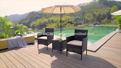 Lounge-Set Balkonmöbel Gartenmöbel-Set aus PE-Polyrattan Tisch + 2 Stühle Garten