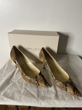 Jimmy Choo London Women s HOT Snake Skin Pointed Toe Pump Heels Leather 40 Tan