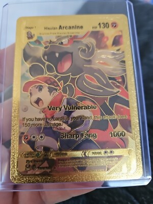 Hisuian Arcanine Gold Foil Fan Art Textured Collector Pokemon Card  TG08/TG30