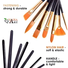 Paint Brush Set for Acrylic Watercolor Oil Gouache Art Brushes ( Black Handle )