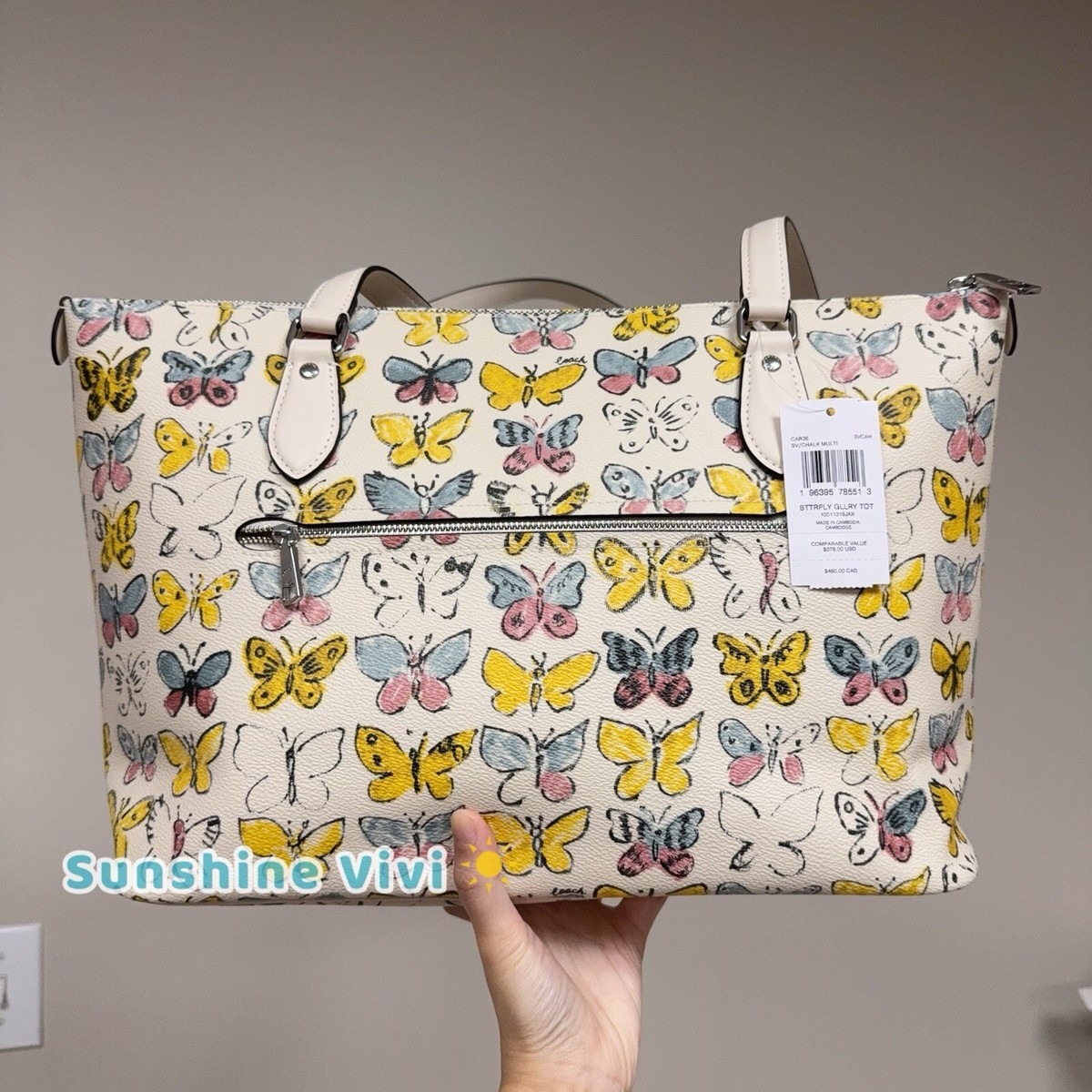 トートバッグ COACH Gallery Tote Bag With Butterfly Print   CAR36 NWT Coach Gallery Tote Bag With Butterfly Print CAR36 | eBay