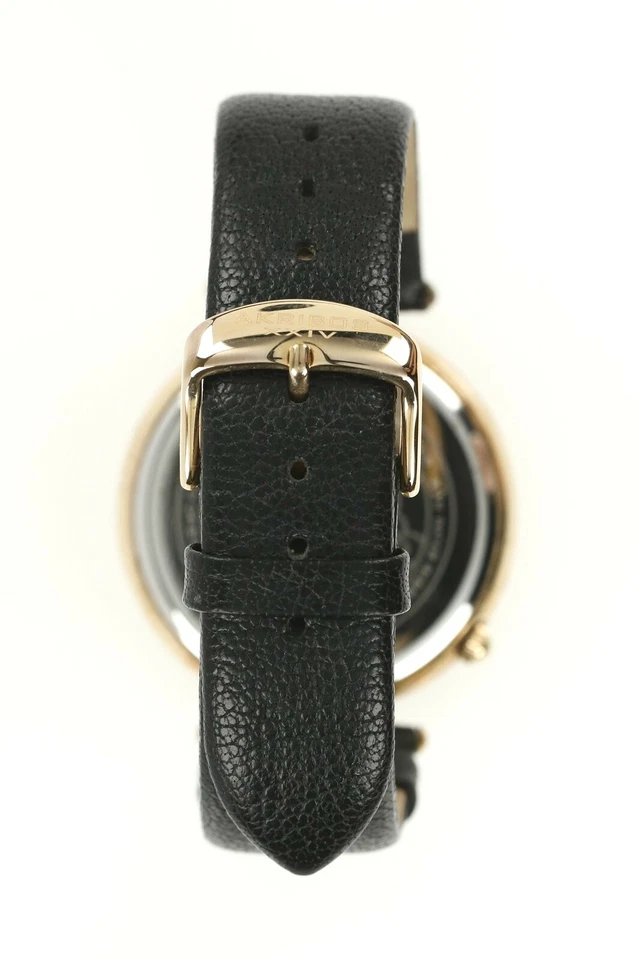 Akribos XXIV Women's Fiora Diamond Floral Black Leather Watch 137948 - Image 4 of 4