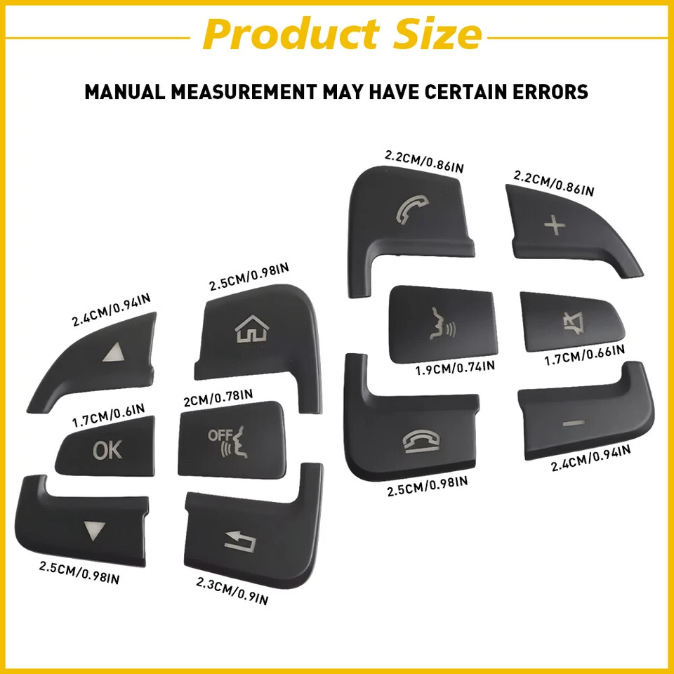 Cubierta de botón interior del volante del coche negra para Mercedes Benz A B C GLA GLS O Foto 2 de 4