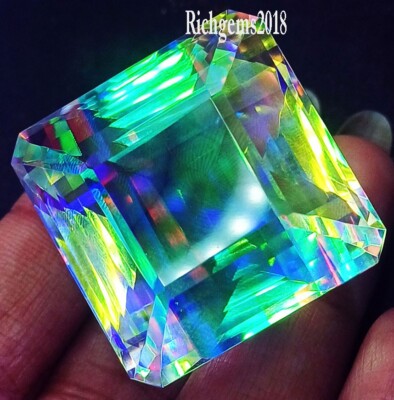 Zertifizierter Mystic Quartz Regenbogen 255 260 Cts Square Farbe Lose Edelstein