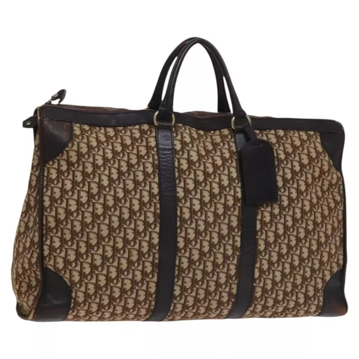 Sac Boston Christian Dior Trotter toile marron authentique 115046
