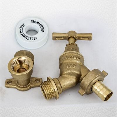 FixTheBog außen 1/2'' BSP Gartenschlauch Lätzchen Wasserhahn Kit 15 mm WingBack Ellbogen PTFE Band