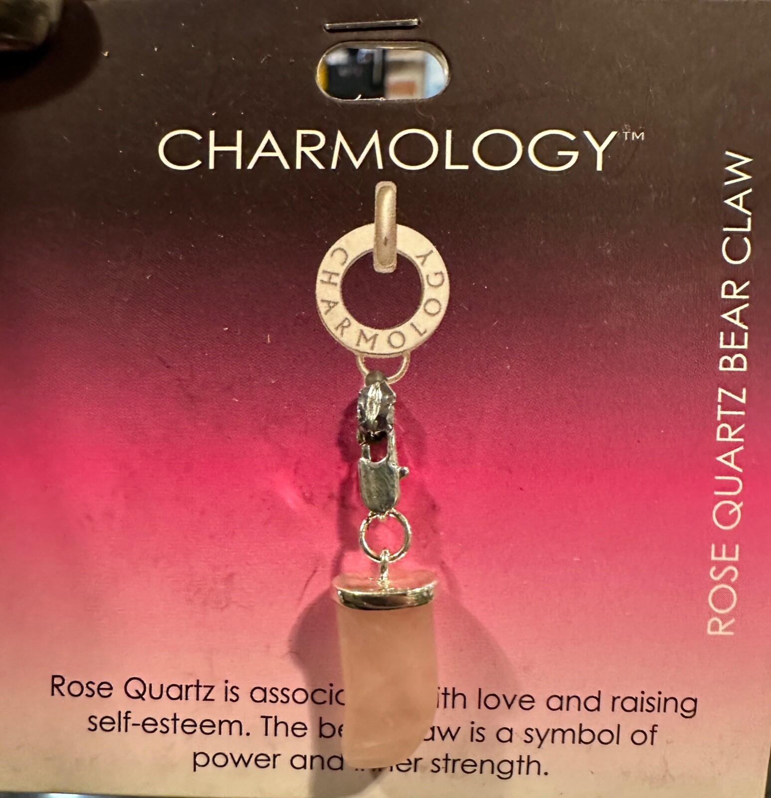 2 X ROSE QUARTZ BEAR CLAW STONE CHARMOLOGY JEWELLERY PENDANTS OR CHARMS