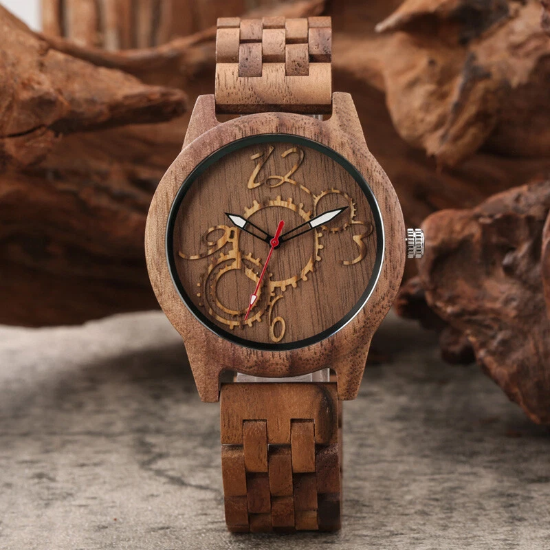 Vintage Natural Wood Watch Men's Full Wooden Quartz Analogue Designer Wristwatch - image 2 of 4