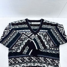 Vintage 80 s Method Sweater Geometric Print Unisex Acrylic Blend Size Small