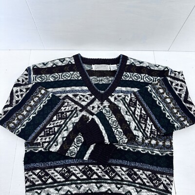 Vintage 80 s Method Sweater Geometric Print Unisex Acrylic Blend Size Small