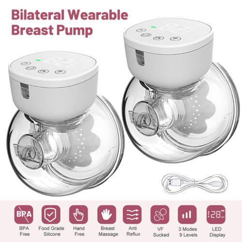 2x Portable Electric Breast Pump Wearable Hands-Free Automatic Silent USB Milker - Picture 13 of 13