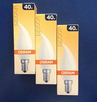 3 X Osram GlüHlampe Kerze Windstoß Satiniert 40W E14 Kerzenlampe Windstoß Decor