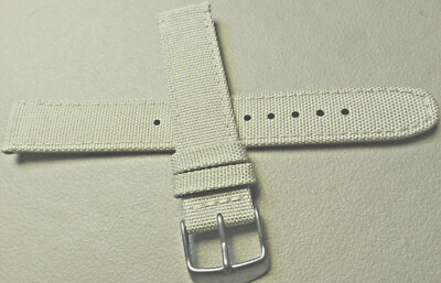 New Timex Originals Retro 18mm T2N222 Beige Nylon Watch Band Silver Tone Buckle 