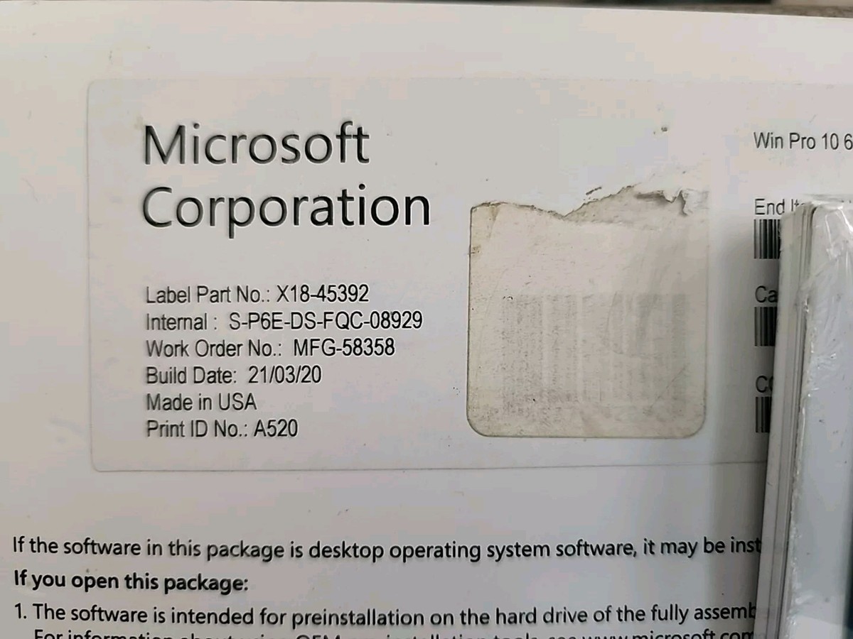 Microsoft X18-45392 Windows Pro 10 64Bit Eng Intl Operating Microsoft X18-45392 Windows Pro 10 64Bit Eng Intl Operating