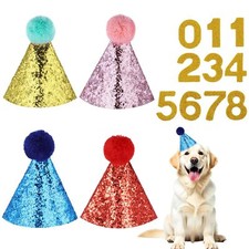 Dog Birthday Hat 4 Pcs Birthday Hat for Dogs with 0-9 Numbers Cute Party Hats...