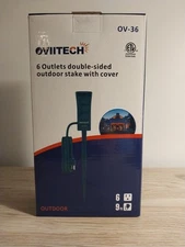 Outdoor Power Stake 6-Outlet Double Sided Safety Flip Covers 9 ft Extension Cord