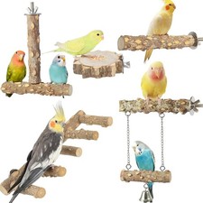 Bolagar Bird Ladder Perch for Cage, Nature Small to Medium, Natural wood